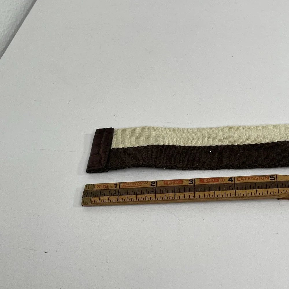 Coach Belt Leather & Canvas D-Ring Style Brown Beige 33